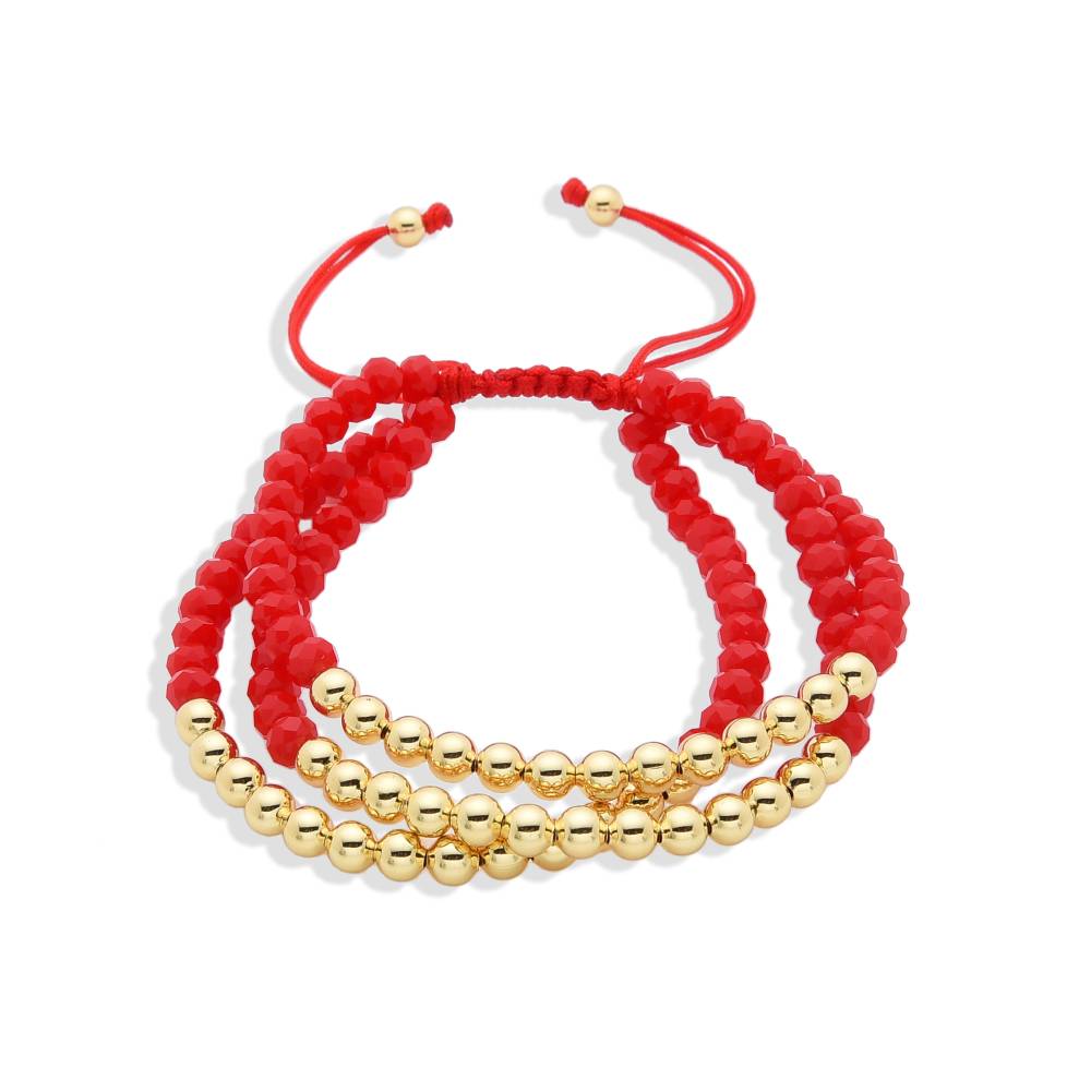 Pulsera Brillante De Hilo Ajustable Con Cuentas De Goldfilled Y