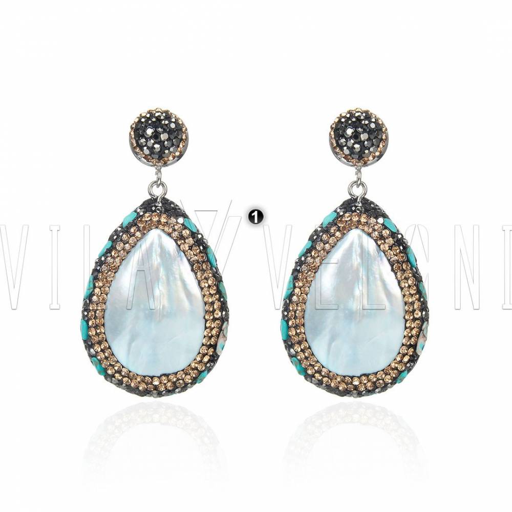 Vila Veloni Earrings, made of natural stones, crystals faceted and hematite