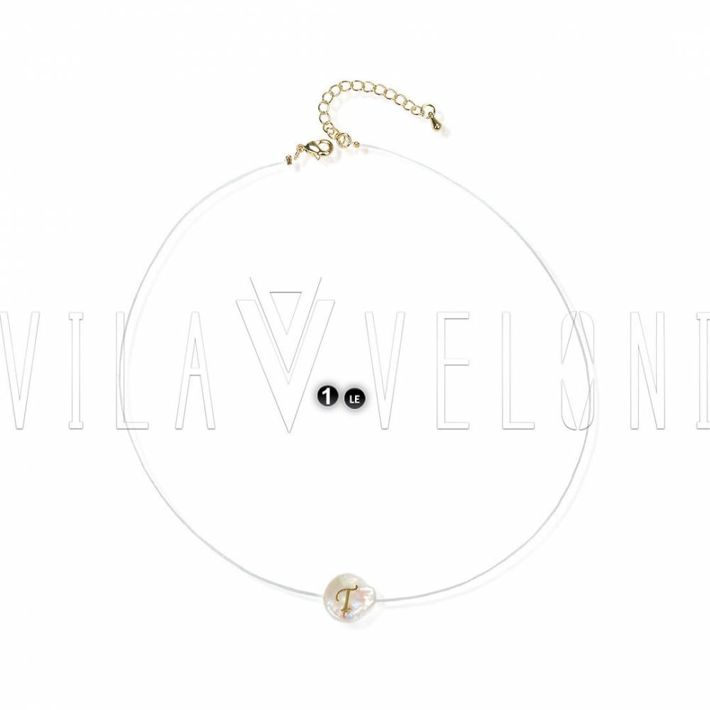 Vila Veloni Letter T Necklace, made of thread and natural stone