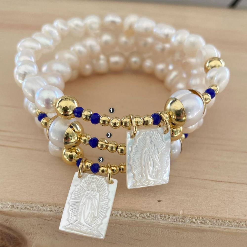 artesanal exclusivo Pulsera terciopelo elástico Virgen del Pilar