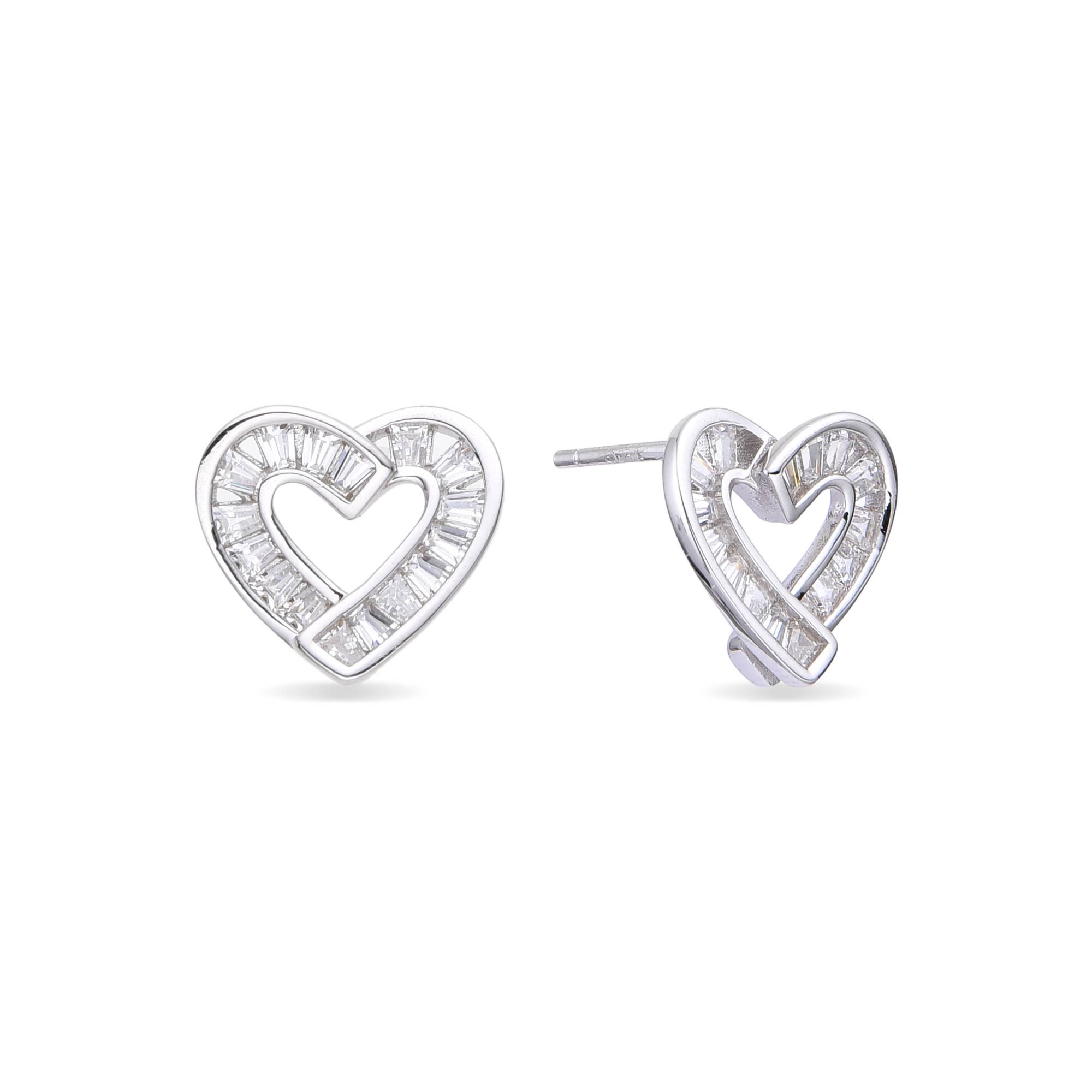 Zircons Heart Earrings In Sterling Silver K Gold Plated Fine Jewelry By Vila Veloni