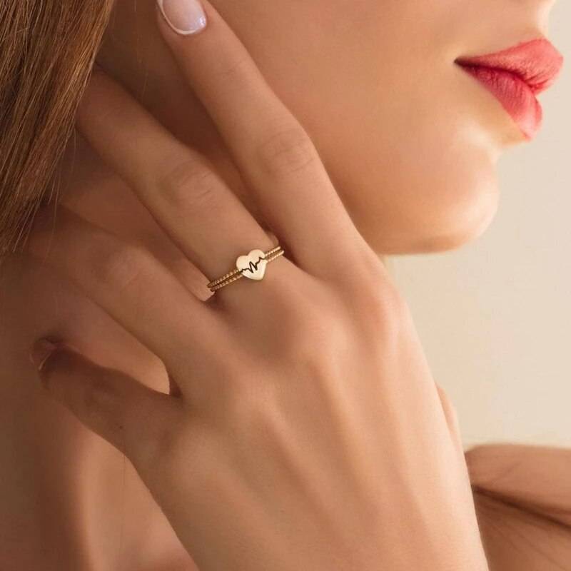  Anillos de matrimonio de corazón romántico de doble