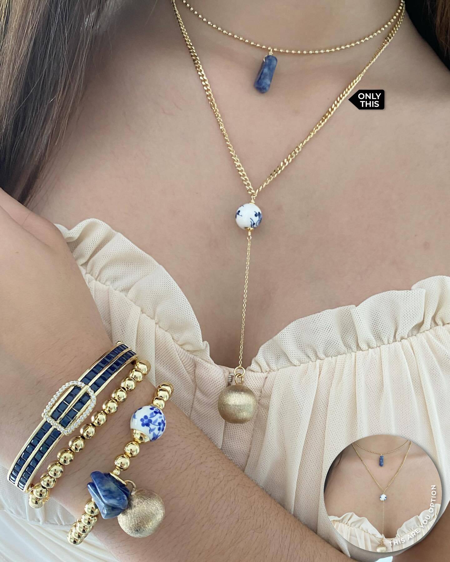 14K gold filled with lapis lazuli selling stone 2 style wear necklace and bracelet