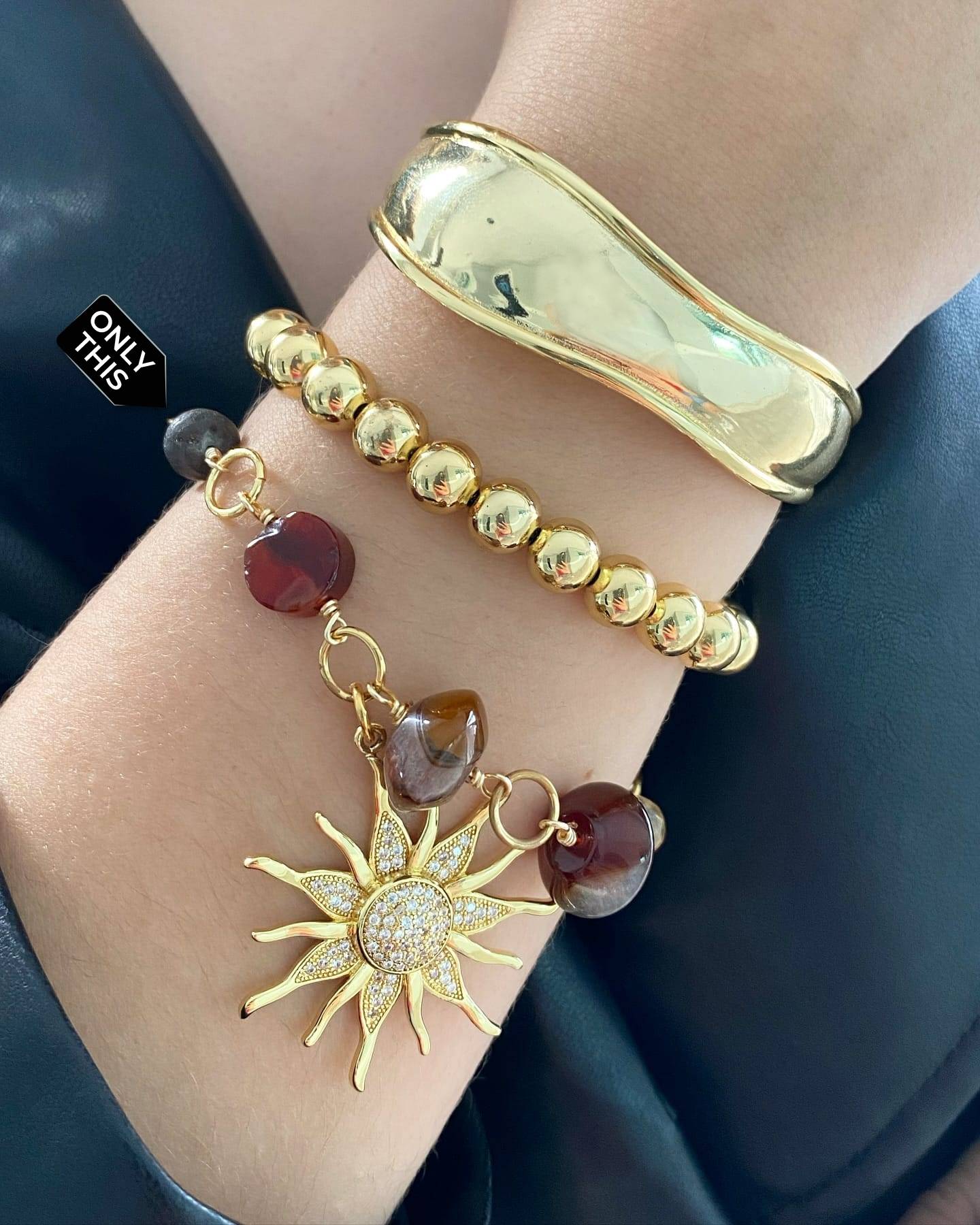 Bracelet Made with Semi-Precious Stones and Star Pendant with Zirconias in  Brass and 18k Gold Plating | Fine Jewelry by Vila Veloni